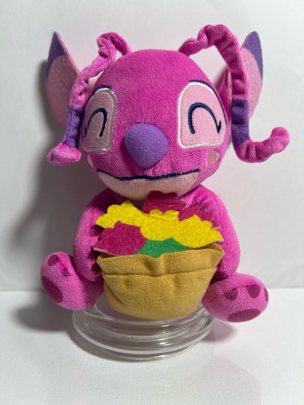Disney Lilo & Stitch Angel Pink Plush w/ Flower Basket Small 6-14 in 2024